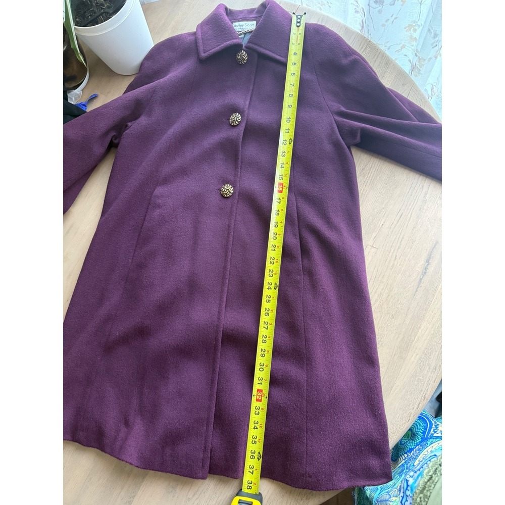 Ashley Scott Vintage Purple‎ Wool Blend Coat Made in USA Textured Buttons 25x36 - Picture 8 of 8